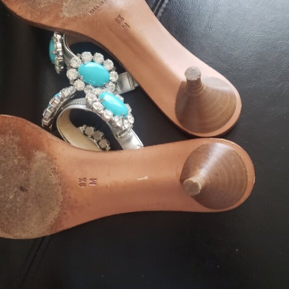 Mi hael Kors Elegant Turquoise and Silver Womens Sandals - Picture 5 of 10